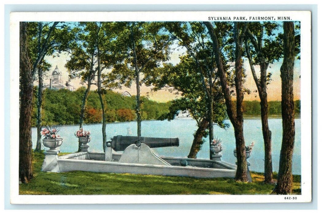 1913 Cannon Statue Sylvania Park, Fairmont, Minnesota MI Antique Postcard