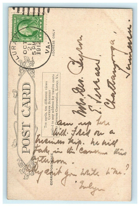 1912 Collins Grotto - Caverns of Luray Virginia V.A. Antique Postcard