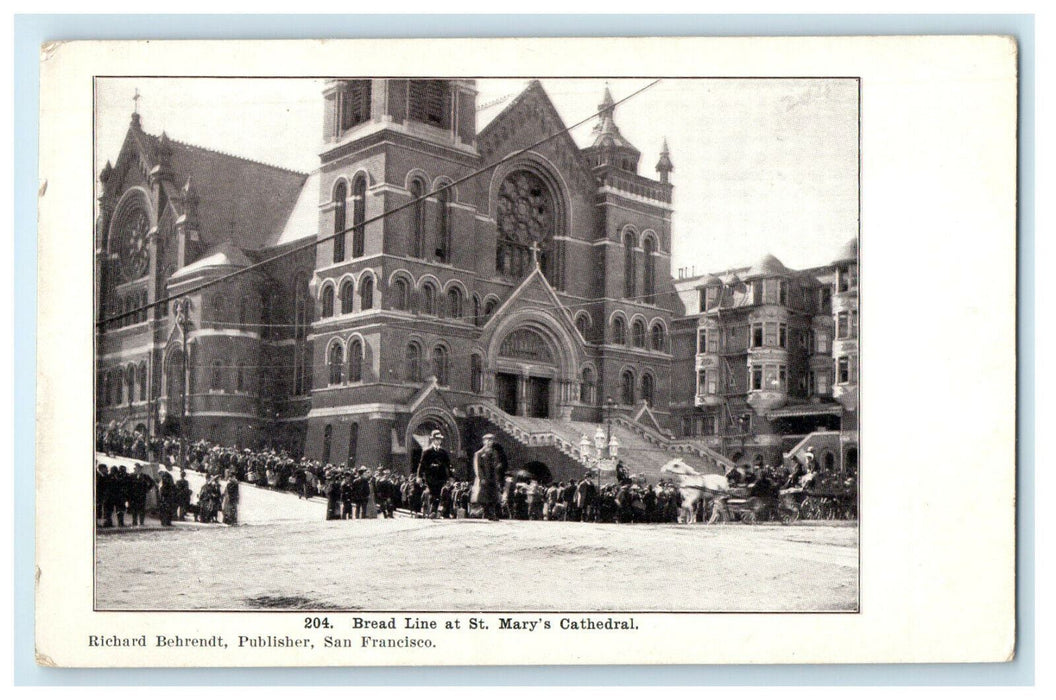 1906 Bread Line St. Mary's Cathedral, San Francisco Earthquake Fire CA Postcard