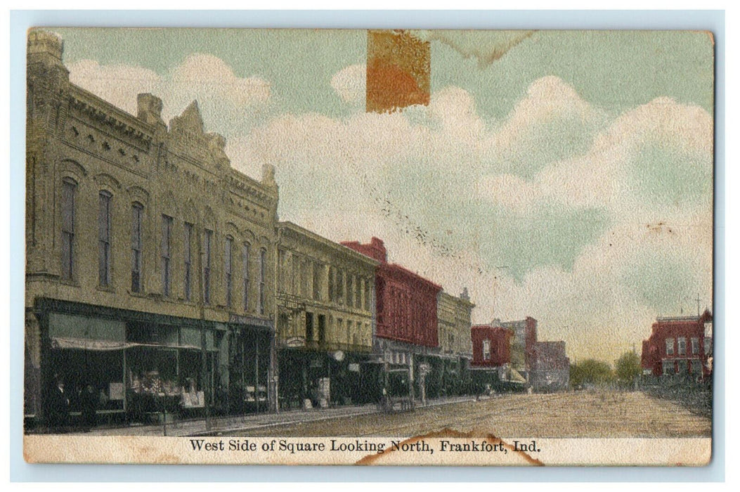 1910 West Side of Square Looking North Frankfort Indiana IN Postcard