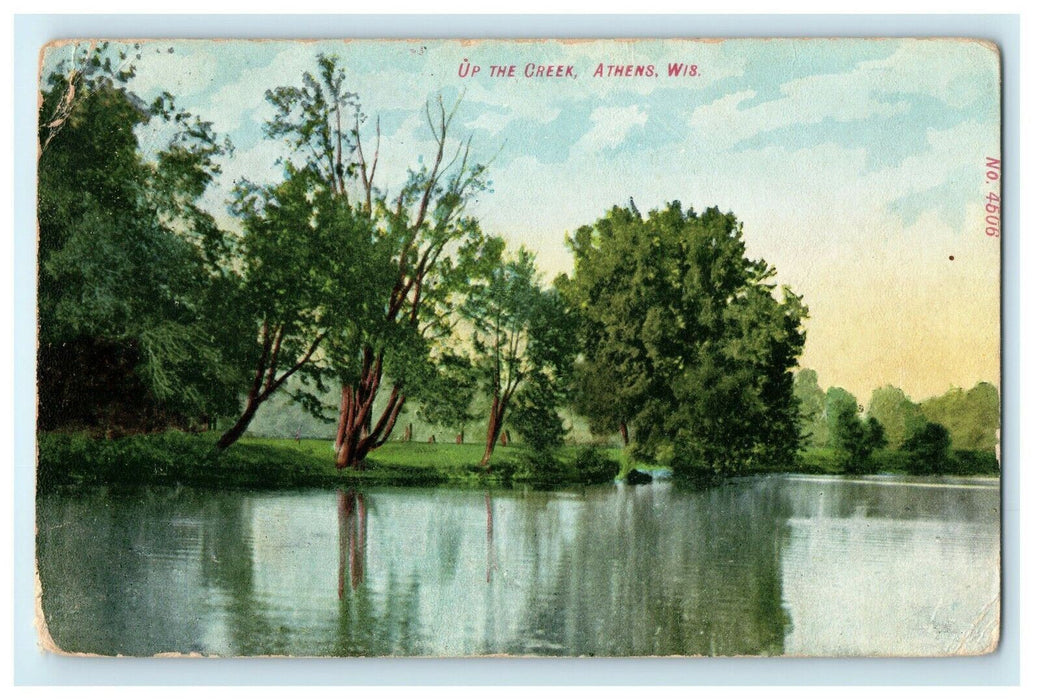 c1908 Up The Creek Lake Athens Wisconsin WI Posted Antique Postcard