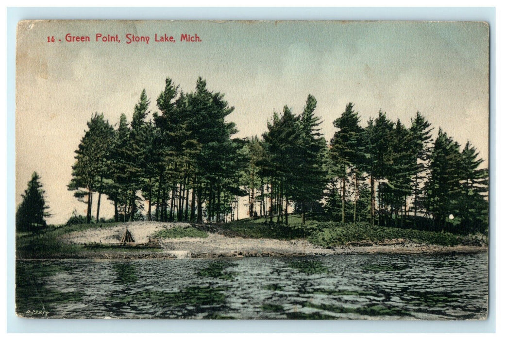 1909 Green Point, Stony Lake, Michigan MI Antique Postcard