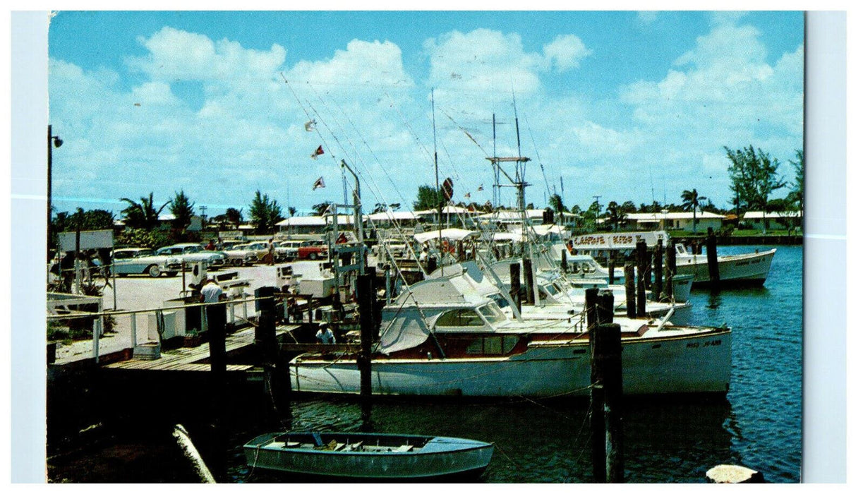 1960 Fort Lauderdale FL Hillsboro Docks, Pampano Beach Florida FL Postcard