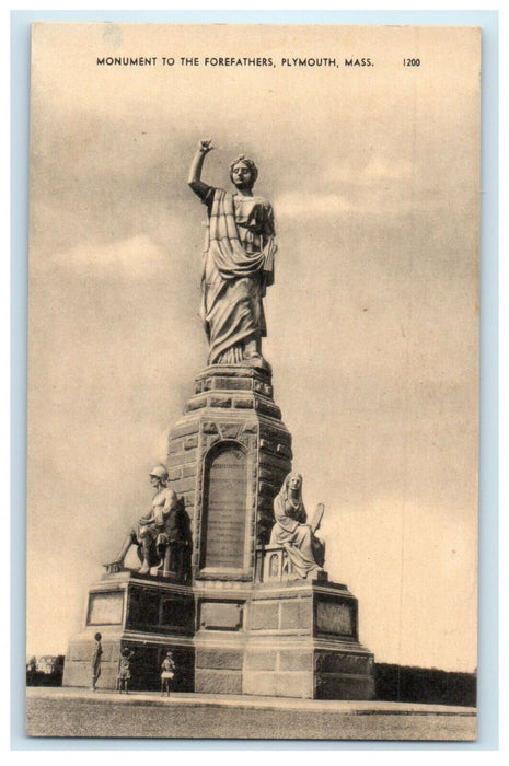 c1910s Monument to the Forefathers, Plymouth Massachusetts MA Postcard