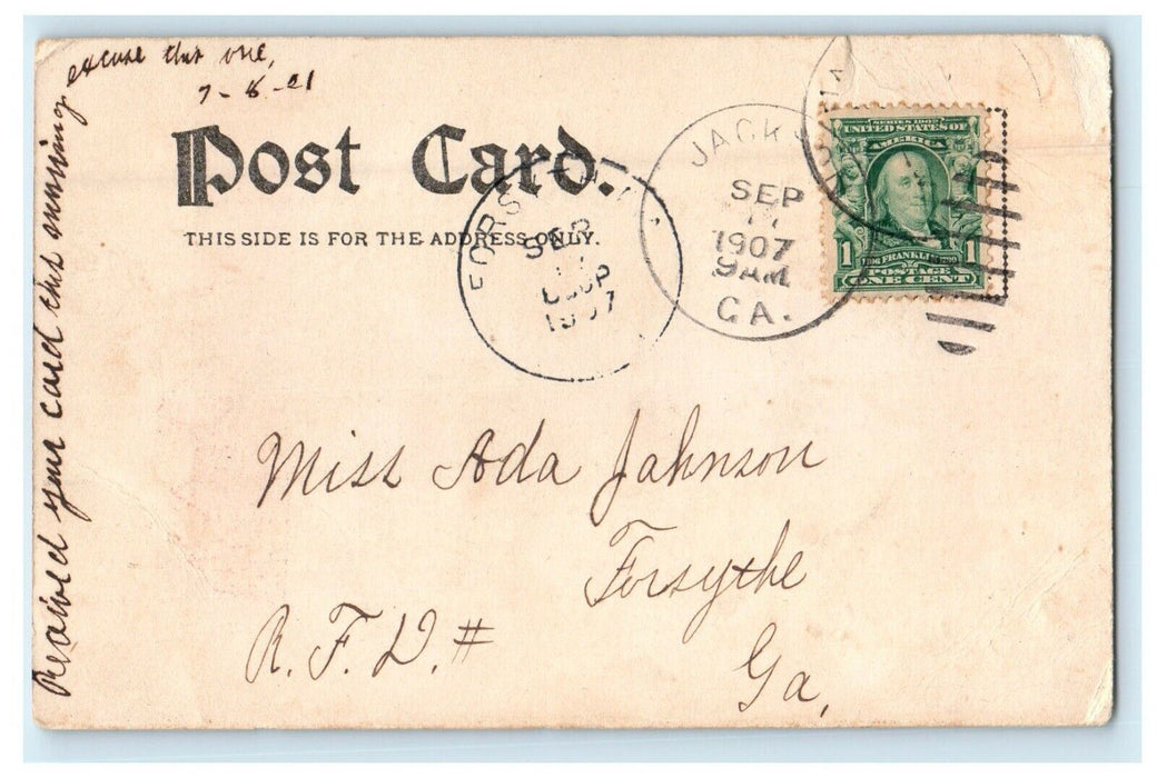 1907 Crying Cat In Window Beat Up I Can't Come Out To-Night Antique Postcard