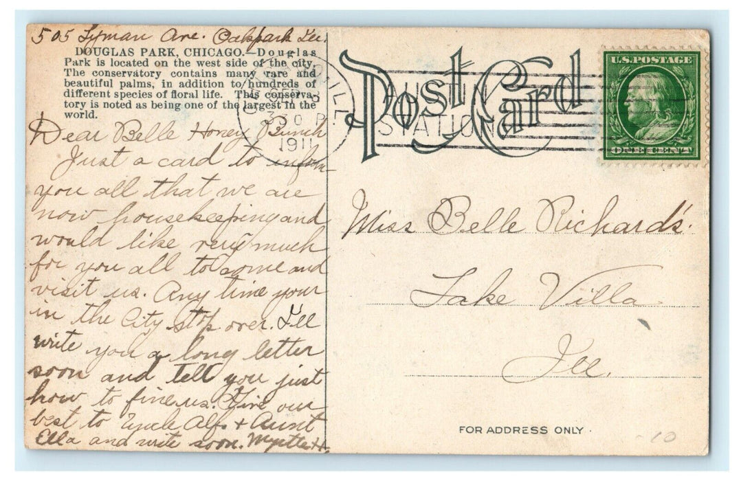 1911 Douglas Park, Located in the West Side of Chicago, Illinois IL Postcard