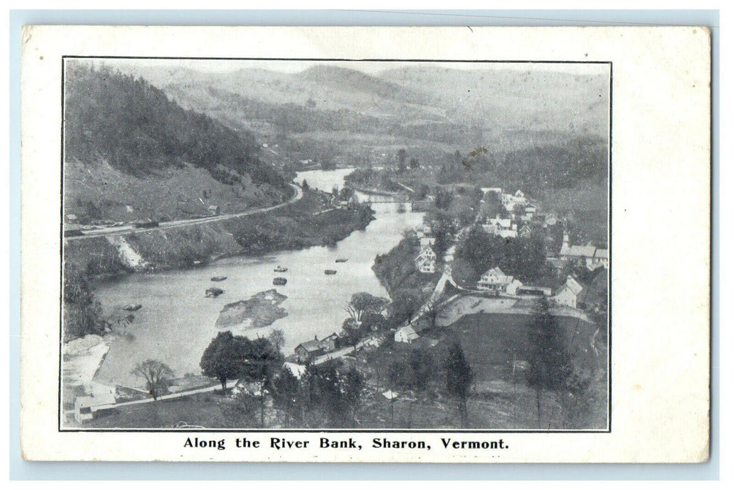 1905 Along The River Bank, Sharon, Vermont VT Antique Unposted Postcard