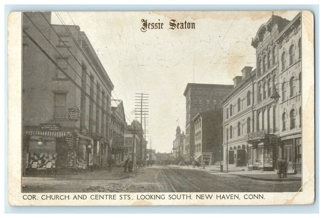 Jessie Seaton Church And Center STS Looking South New Haven Connecticut Postcard