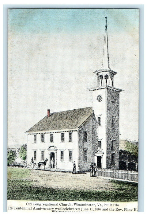 c1910 Old Congregational Church Westminster Vermont VT Antique Postcard