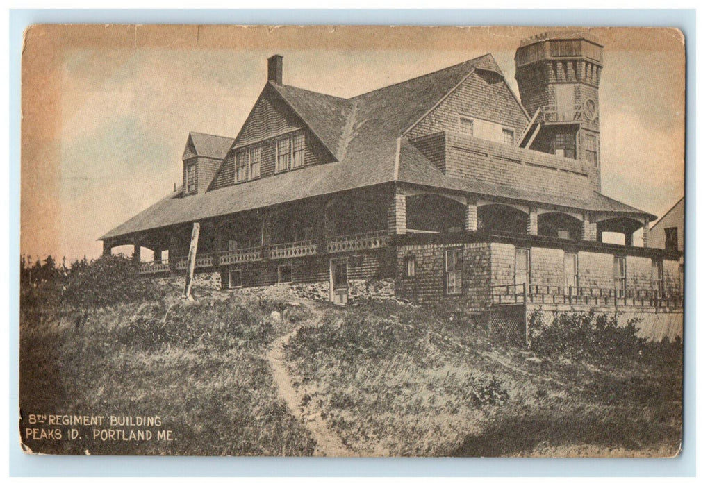 c1905s 8th Regiment Building Peaks ID Portland Maine ME Antique Postcard