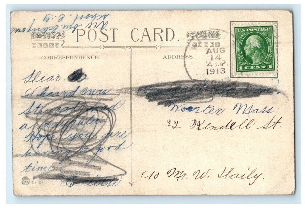 1913  Boy And Dog I Like You Cause You're Freckled Too Sunflower Postcard