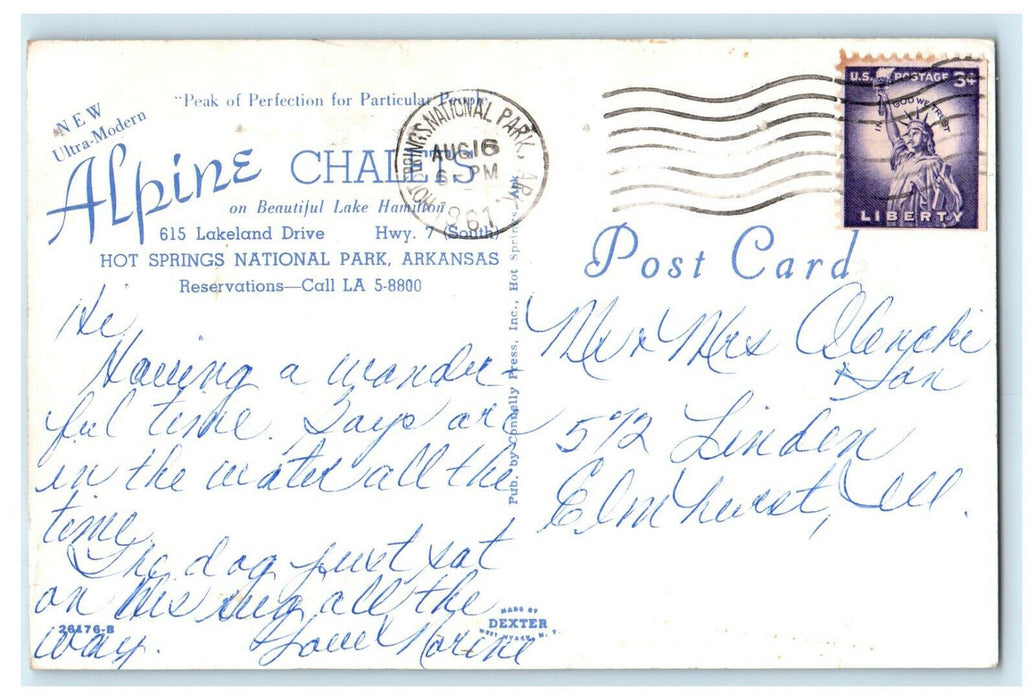 1961 Alpine Chalets, Hot Springs National Park Arkansas AR Postcard