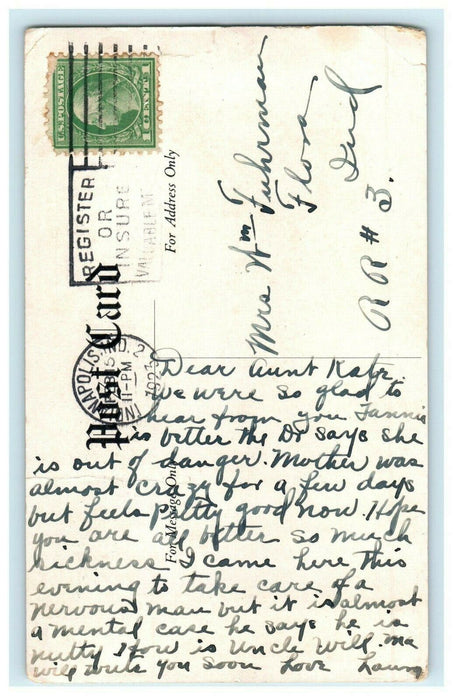 1923 Mental Patient Methodist Episcopal Hospital Indianapolis IN Postcard