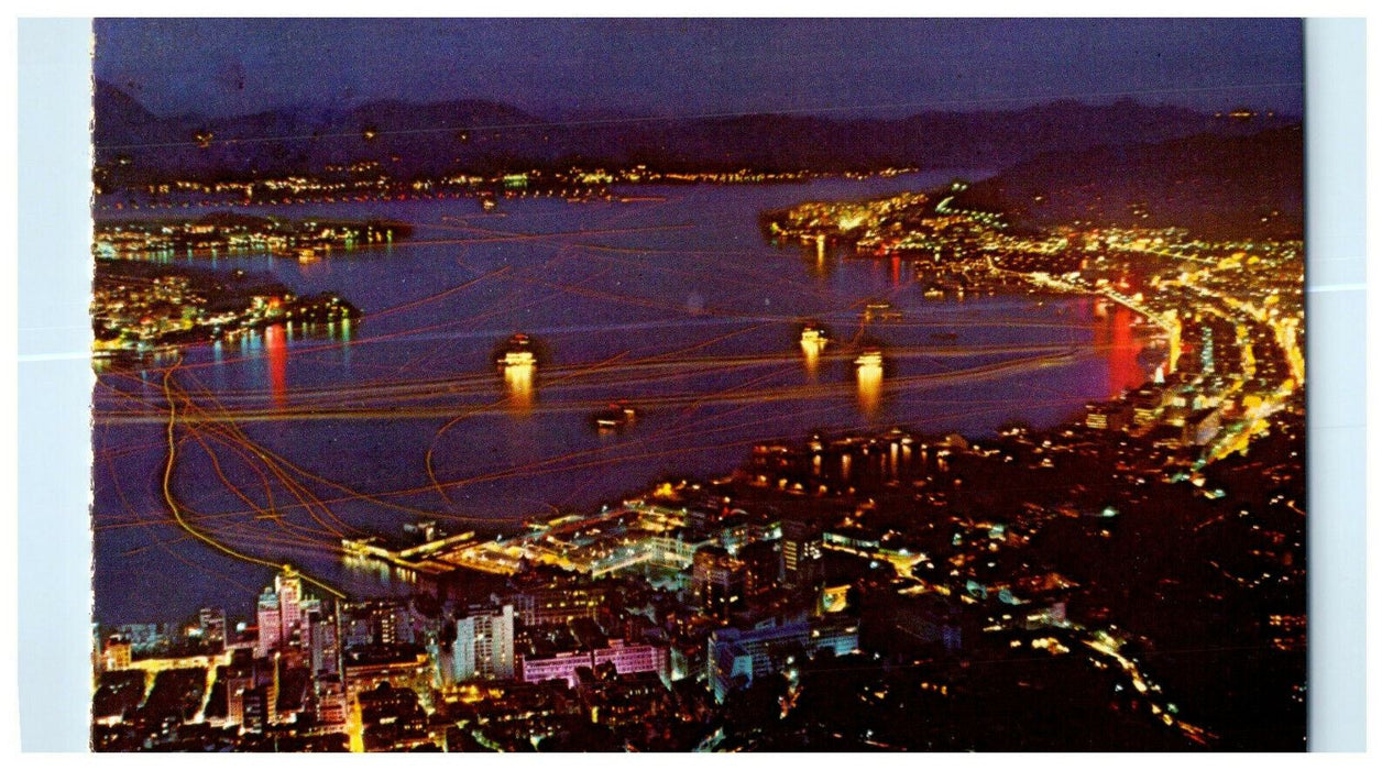 Lights from Buildings, Hongkong and Kowloon By Night China Foreign Postcard