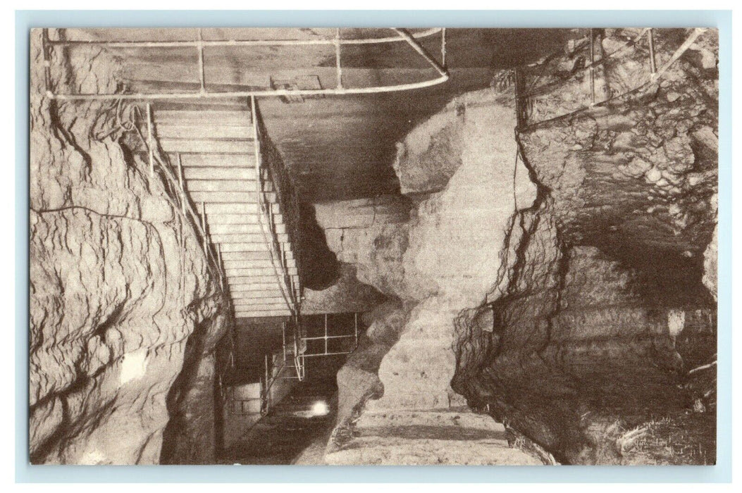 Exit Hall North Cave Blue Mounds Wisconsin WI Vintage Postcard