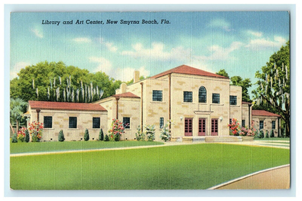 1940 Library and Art Center, New Smyrna Beach, Florida FL Postcard