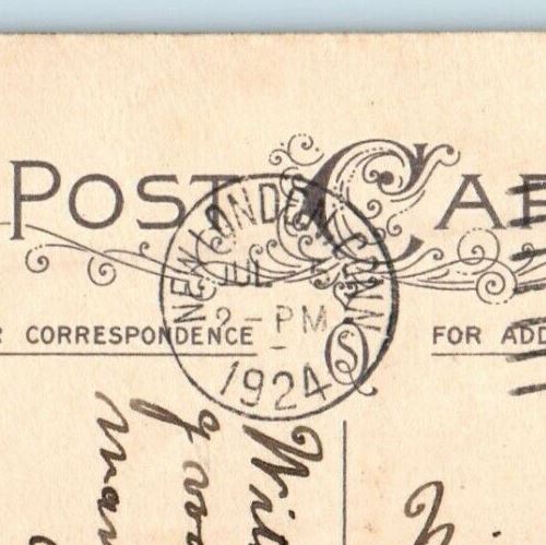 1924 Greetings Birthday Wishes Girl Dress Blue Ribbon Pansies Flowers Postcard
