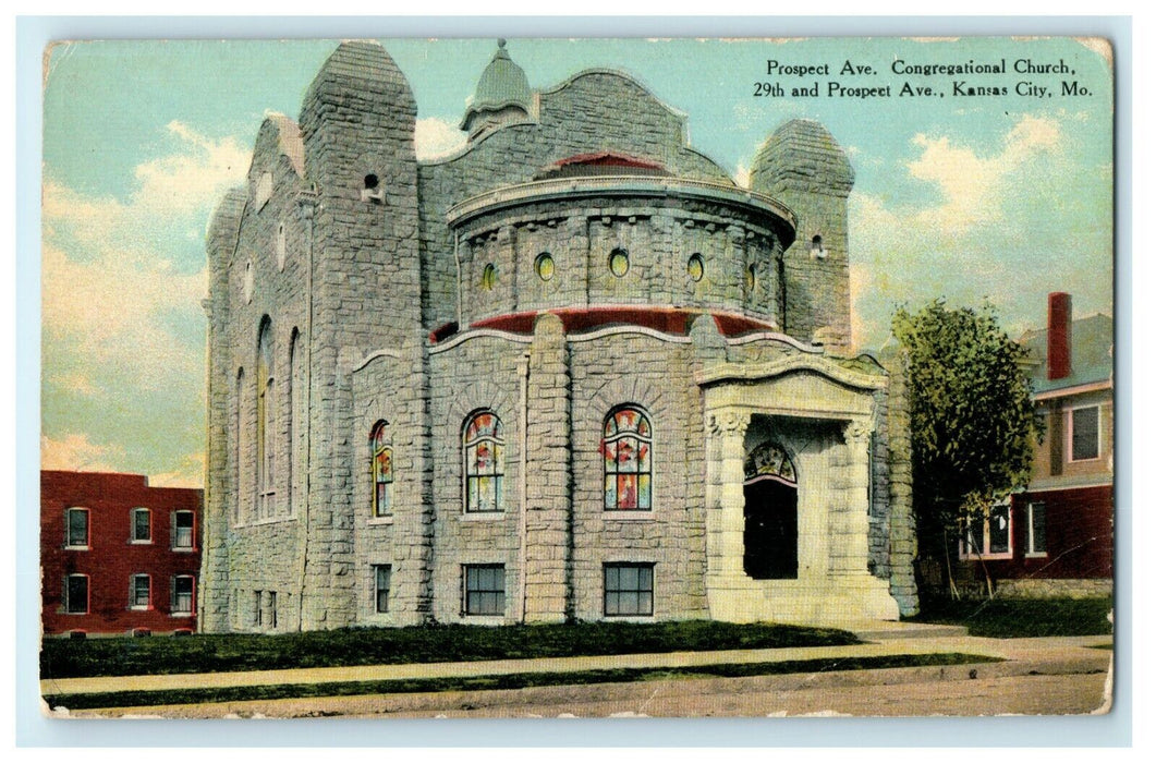 1913 Prospect Avenue, Congregational Church, Kansas City Missouri MO Postcard