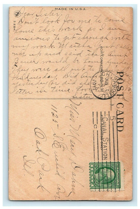 1917 Dog Puppy Waiting "Will You Keep Me Waiting Forever" Antique Postcard