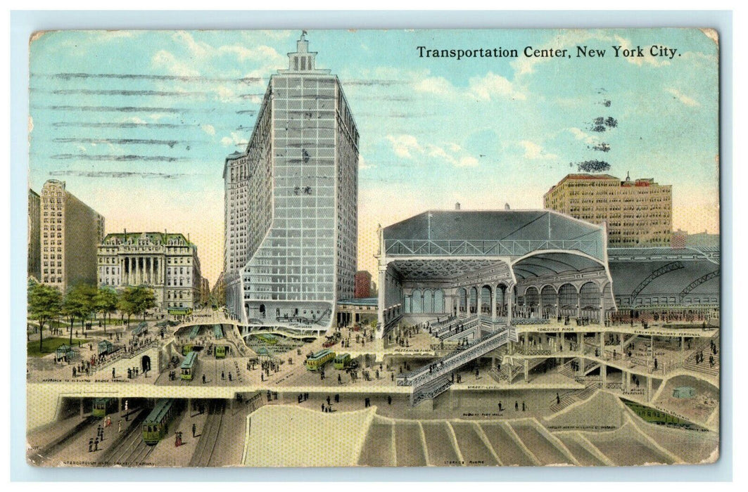 c1914 New York City Transportation Center New York NY Posted Antique Postcard
