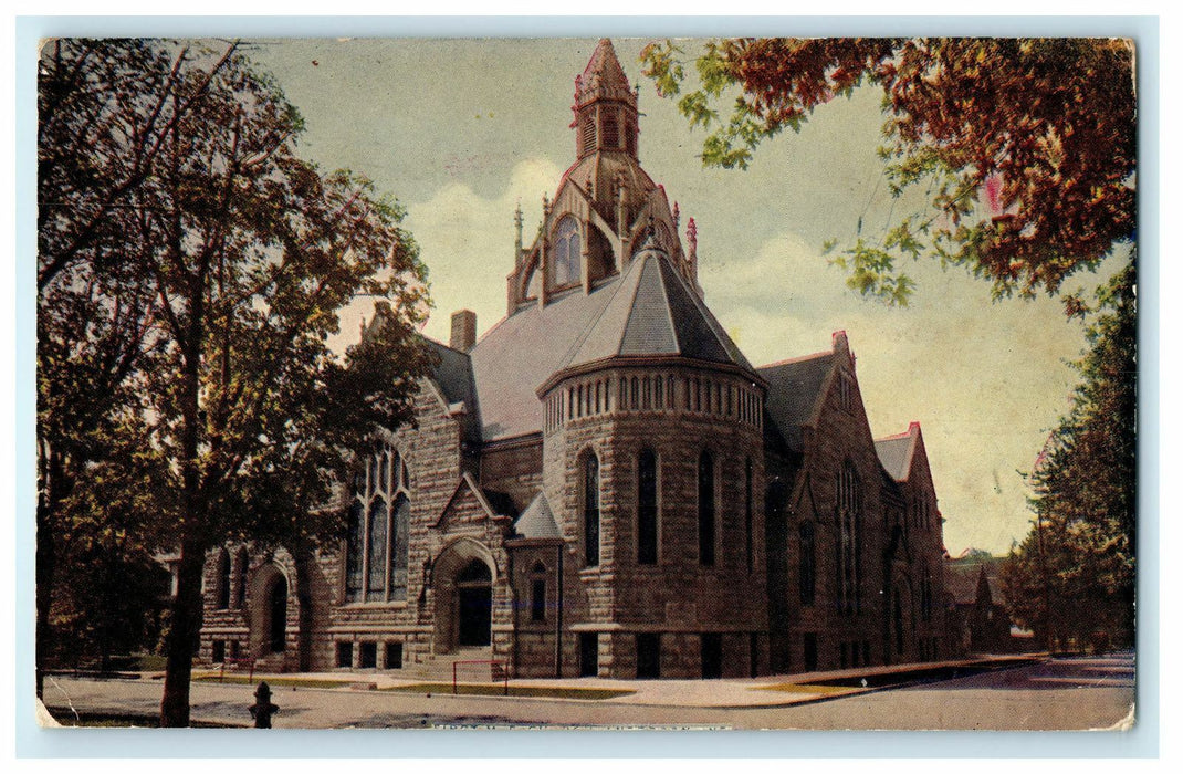 1910 Church Anderson IN Indiana Greeting Letter to Miss Ruth Antique Postcard