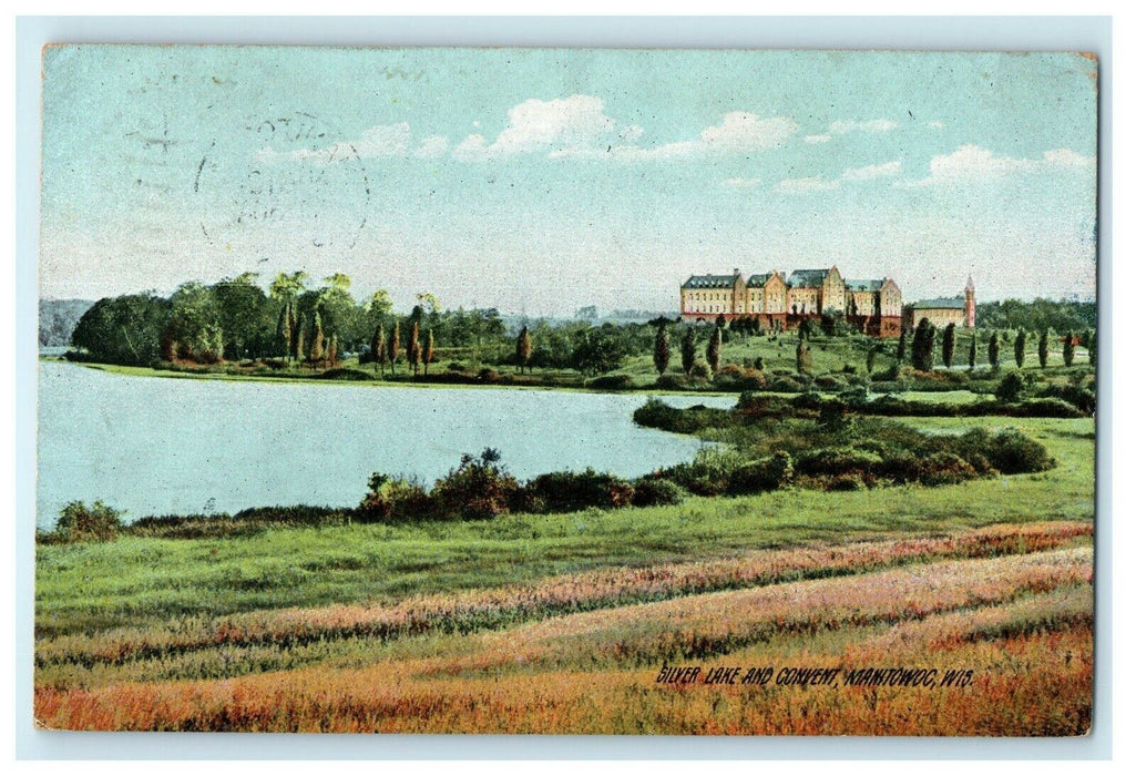 c1909 Silver Lake And Convent Manitowoc Wisconsin WI Antique Postcard