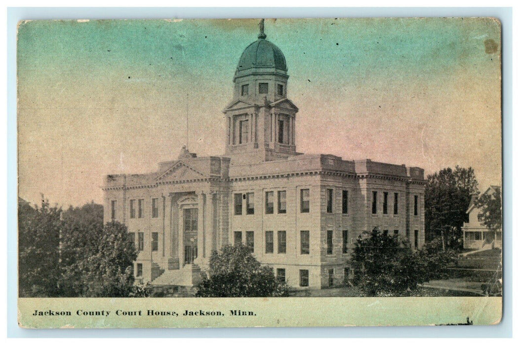 1911 Jackson County Court House, Jackson Minnesota MN Antique Postcard