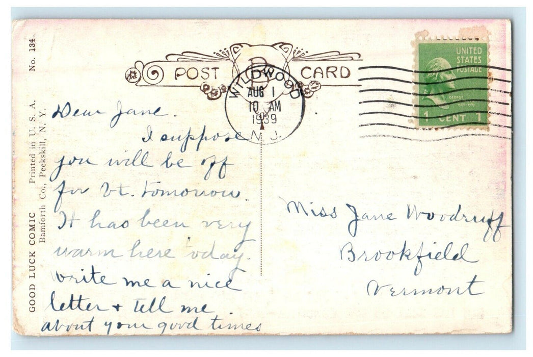 1939 Scottie Dogs Horseshoe White Heather Is For Luck Signed Bamforth Postcard