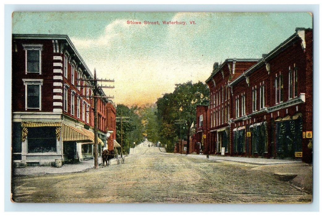 c1910 View Of Stowe Street Waterbury Vermont VT Posted Antique Postcard