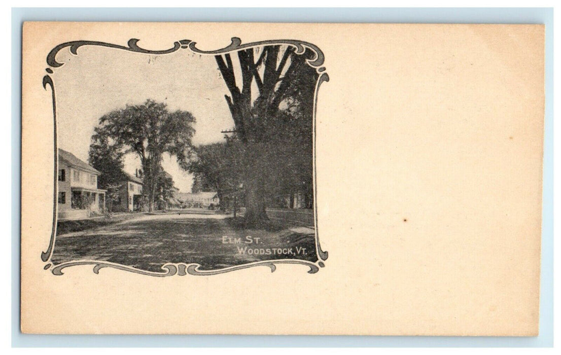 c1900 View Of Elm Street Woodstock Vermont VT Private Mailing Postcard