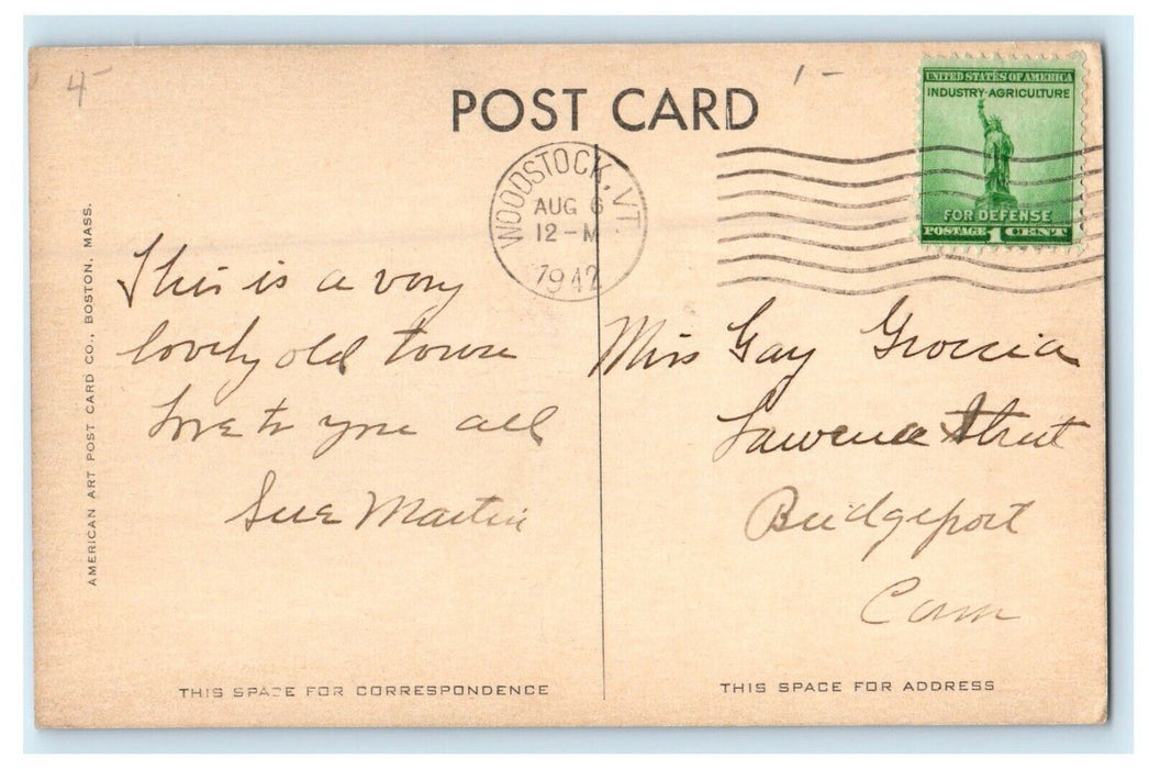 1942 Public Library And Court House Woodstock Vermont VT Vintage Postcard