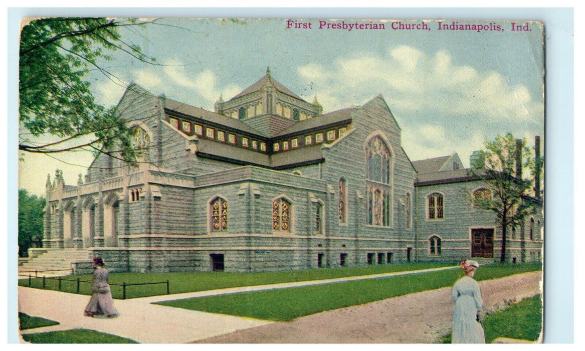 c1911 First Presbyterian Church Indianapolis Indiana IN Antique Postcard