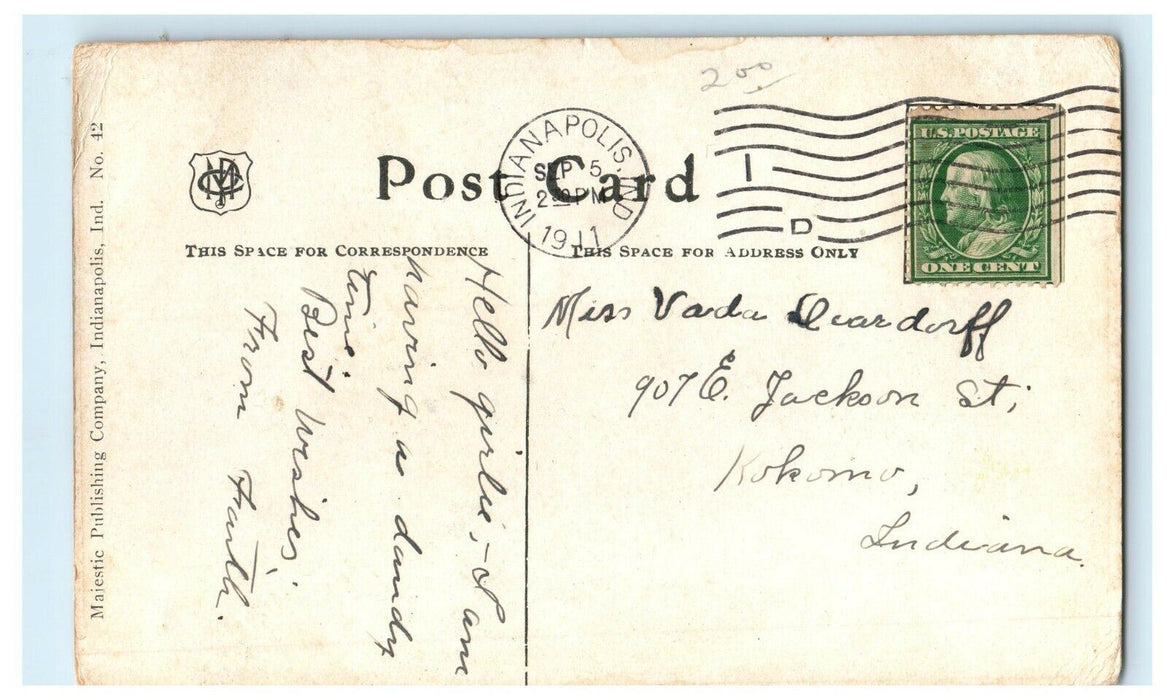 c1911 First Presbyterian Church Indianapolis Indiana IN Antique Postcard
