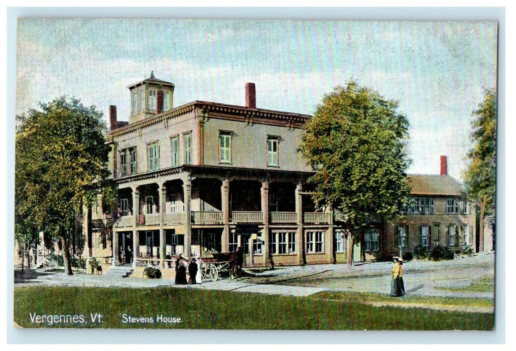 c1910 Stevens House View Horse Carriage Vergennes Vermont VT Antique Postcard