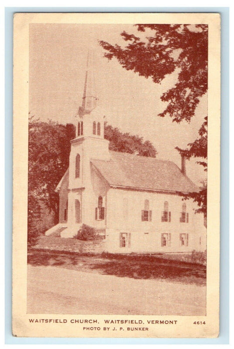 c1930's Waitsfield Church Street Scene Vermont VT Unposted Vintage Postcard