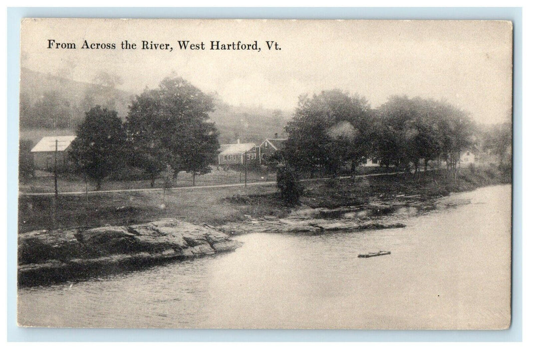 c1910 West Hartford Vermont VT, From Across The River Antique Postcard