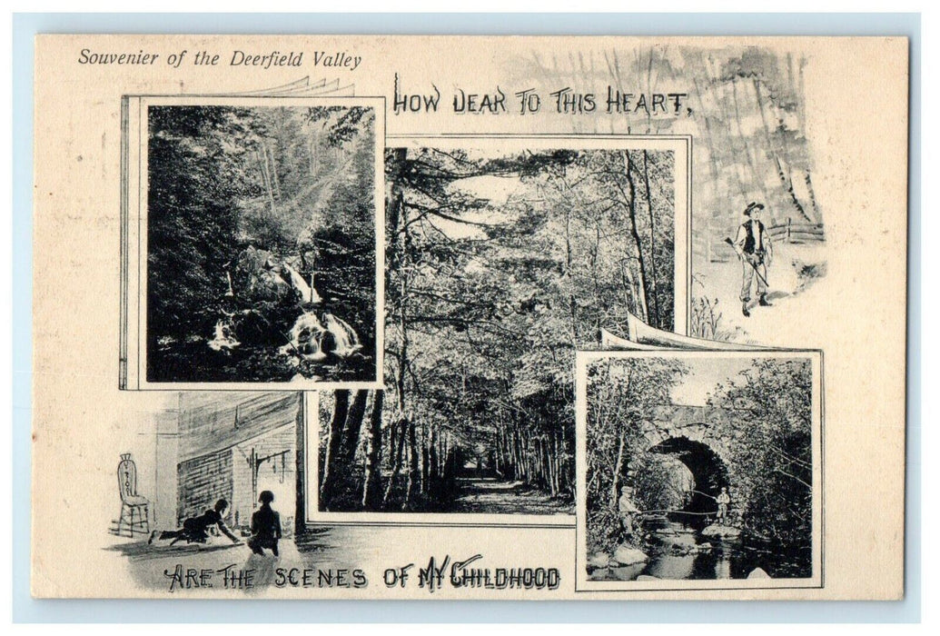 1908 Multiview Souvenir Of The Deerfield Valley Vermont VT Vintage Postcard