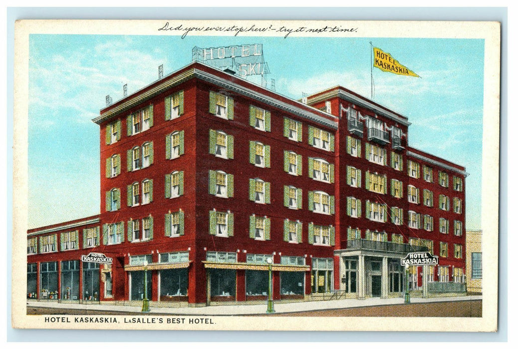 1913 Hotel Kaskaskia, Modern Fireproof Hotel in La Salle, Illinois IL Postcard