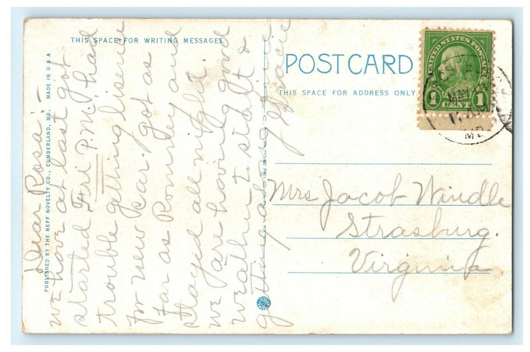 1909 "Long Stretch" National Highway, West of Frostburg Maryland MD Postcard