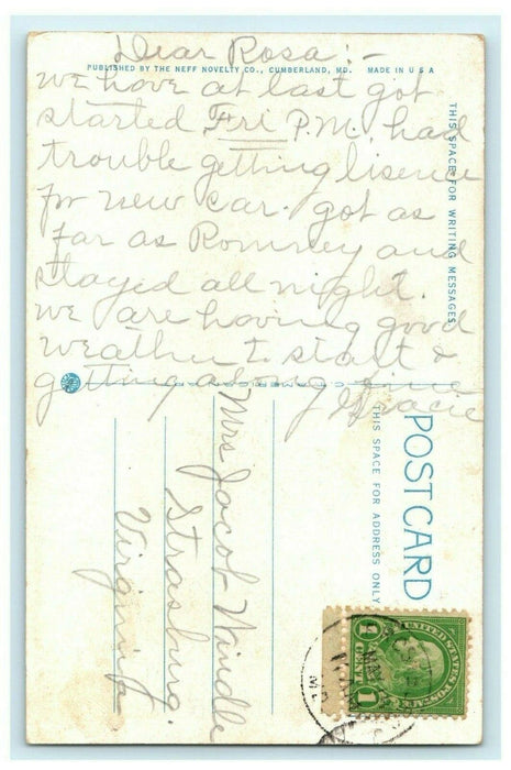 1909 "Long Stretch" National Highway, West of Frostburg Maryland MD Postcard