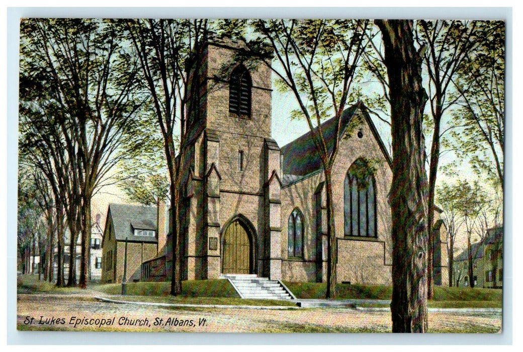 1910 St. Lukes Episcopal Church, St. Albans, Vermont VT Postcard