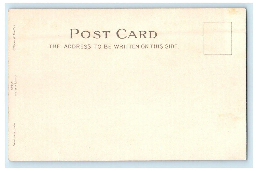 c1905 Valentine In Pansies Flowers Bird Flying Ring Unposted Antique Postcard