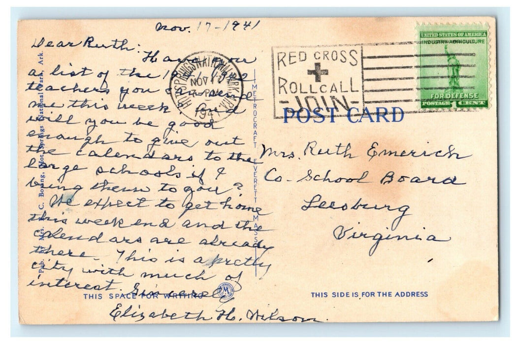 1941 Hotel Moody and Baths, Hot Springs National Park, Arkansas AR Postcard