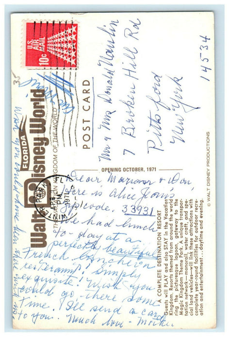 1971 A Complete Destination Resort Winter Park Florida FL Posted Postcard