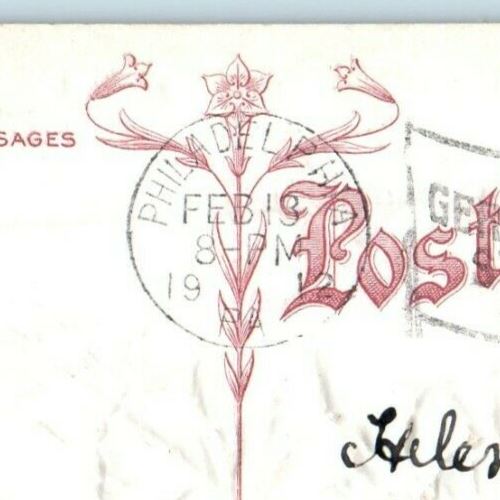 1912 Valentine Heart And Flowers H. Wessler Posted Antique Postcard