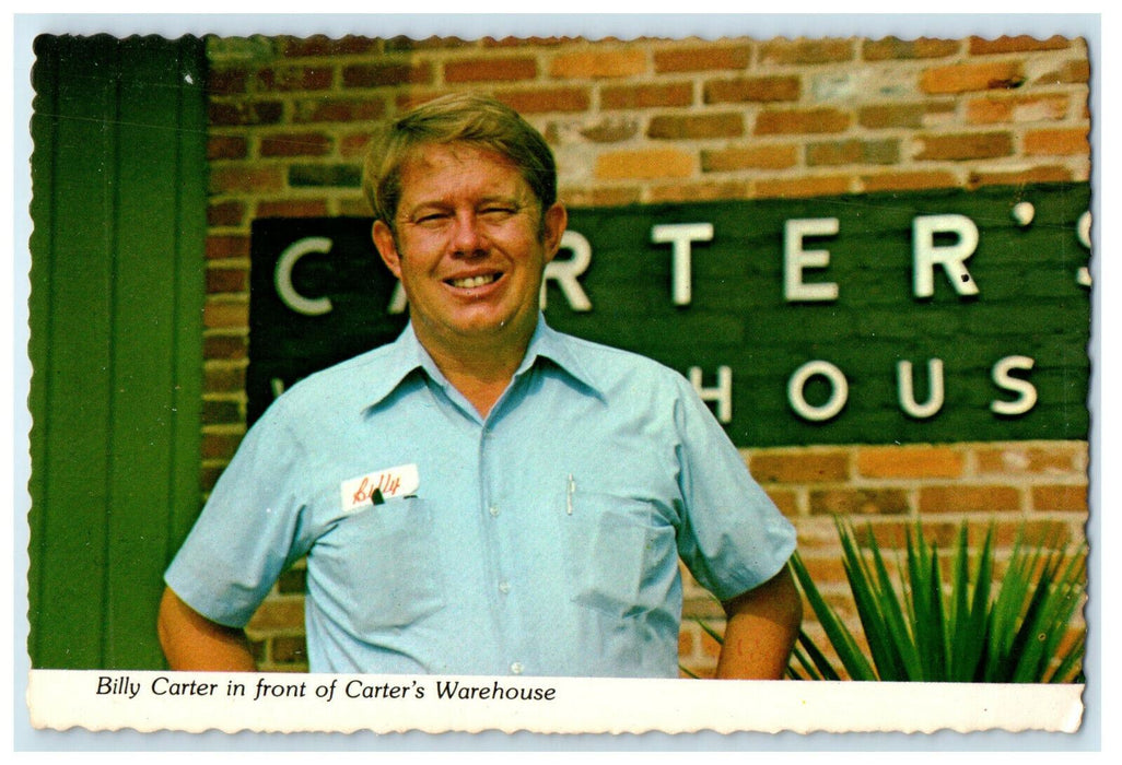 Billy Carter in Front of Carter's Warehouse Plains Georgia GA Unposted Postcard