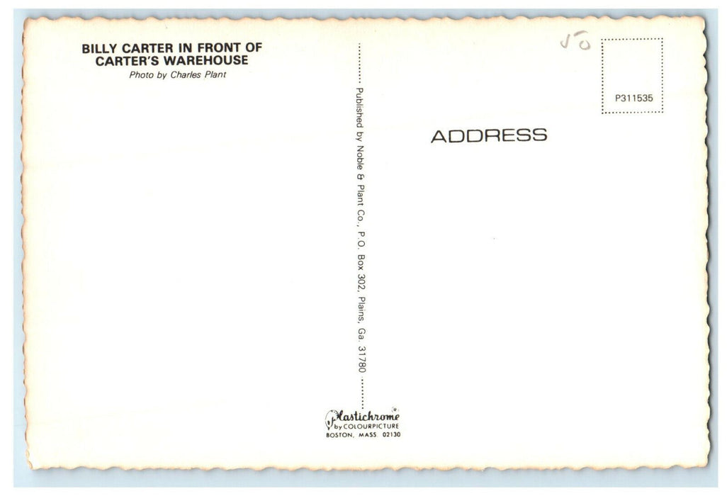 Billy Carter in Front of Carter's Warehouse Plains Georgia GA Unposted Postcard