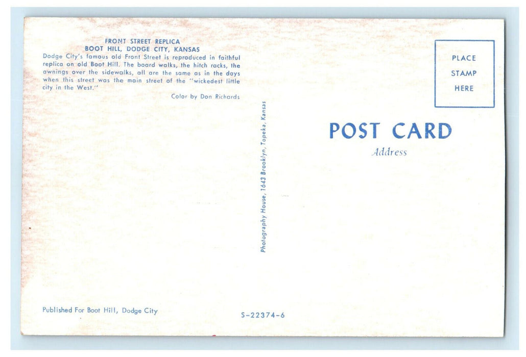 Front Street, Stores, Boot Hill, Covered Wagon, Dodge City Kansas Postcard