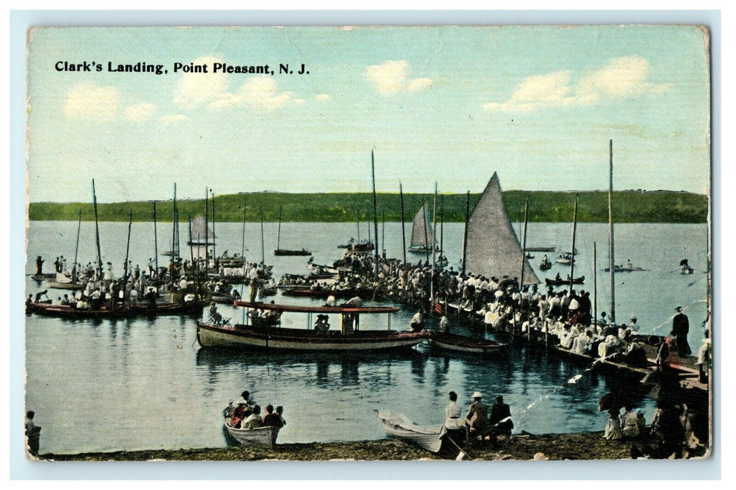c1914 Clark's Landing Point Boats Pleasant New Jersey NJ Antique Postcard