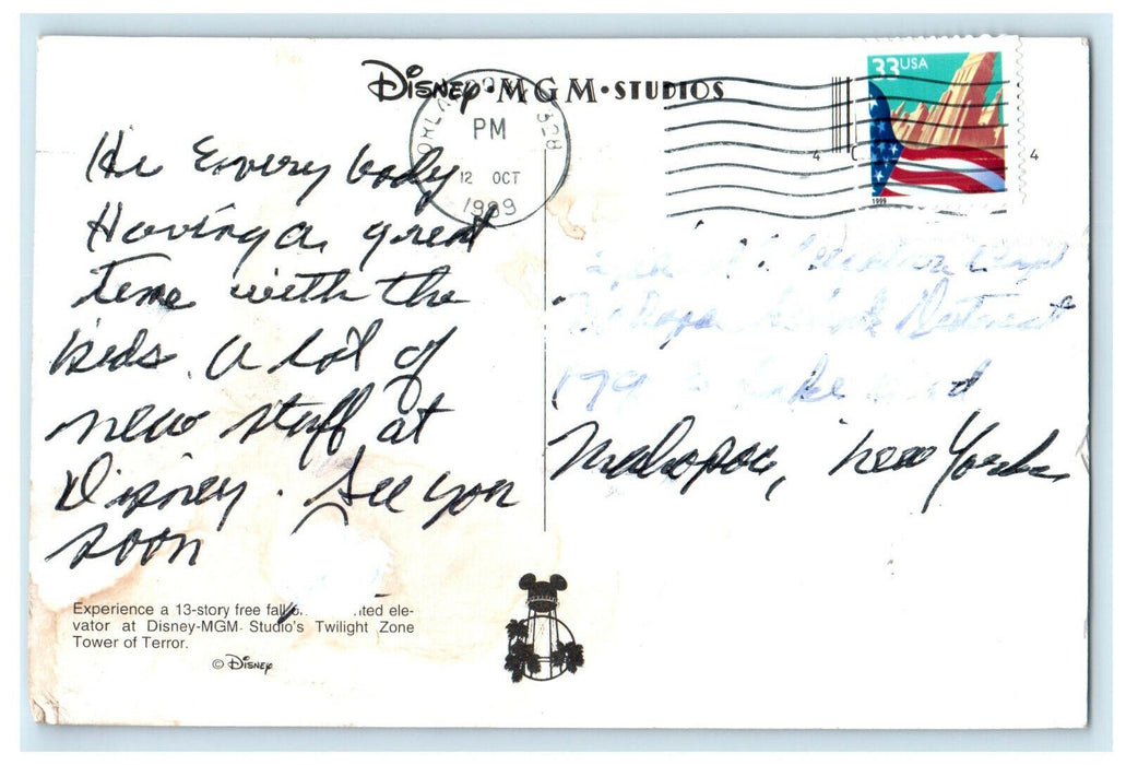 1999 Hollywood Tower Hotel Disney's MGM Studios Orlando Florida FL Postcard